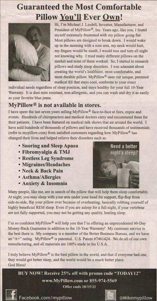 my_pillow_ad my pillow ad A Display Ad Worthy of Your Study (and can you find the one missing thing?)